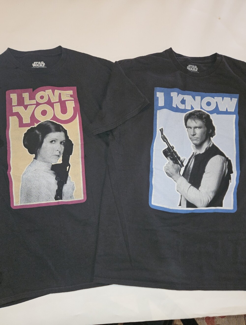 Star Wars Black Leia & Han Retro Graphic Tees. Leia-"I Love You" AndHan-"I Know"